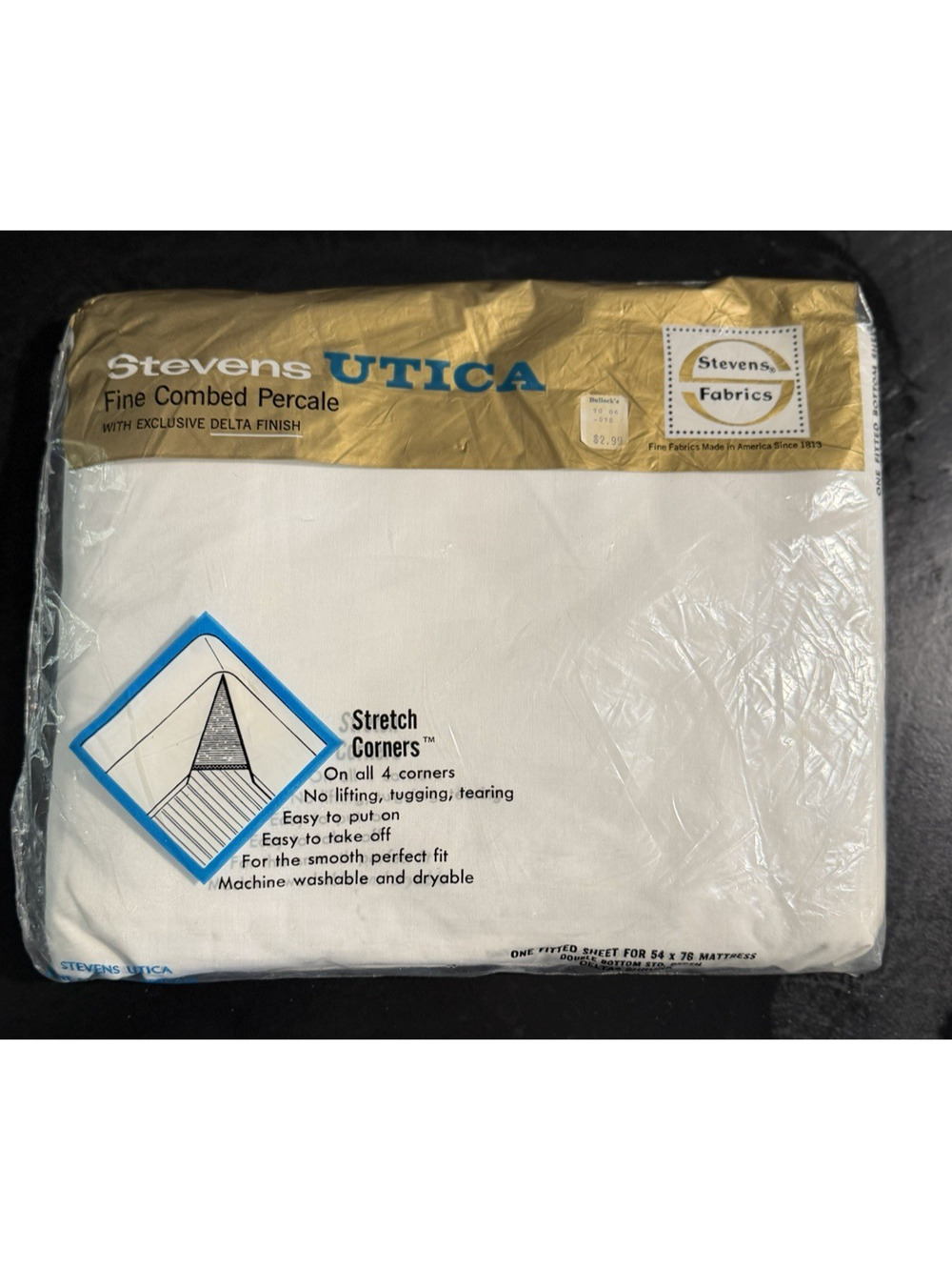Stevens Utica fine-combed Percale full fitted sheet 54” x 76” white 100 Cotton